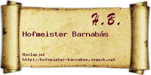 Hofmeister Barnabás névjegykártya