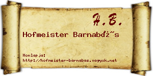Hofmeister Barnabás névjegykártya